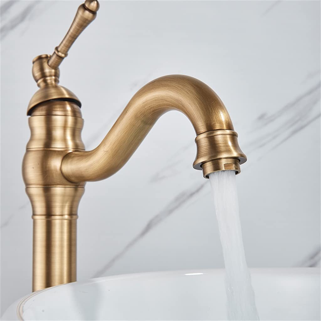 Robinet mitigeur vintage laiton haut pour salle de bain rétro