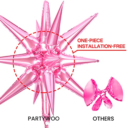 Image of PartyWoo Pink Star Spike Balloons 6pcs Explosion Foil Mylar Balloons