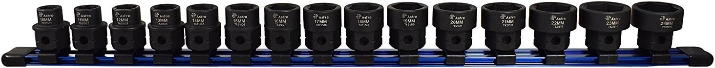 Astro Pneumatic Tool - 15Pc 1/2" Drive Low Profile Nano Impact Sockets - Metric (model: 78215)