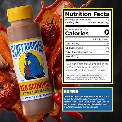 Image of Secret Aardvark Habanero and Red Scorpion Hot Sauce, 2-Pack Bundle 8 fl oz | Roasted Tomatoes & Carrots, Mild and Extreme Heat Combo, BBQ Marinade, No HFCS, Dairy-Free, For Wings and Tacos, Gift Set