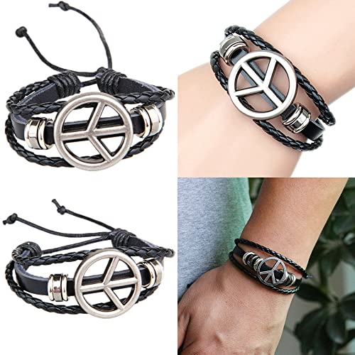 JORAKI Hippiekostuum set van 6 hippie accessoires vredesteken halsketting oorbellen armband regenboog hoofdband zonnebril hippie kostuum jaren '60 en '70 themafeest - Image 5