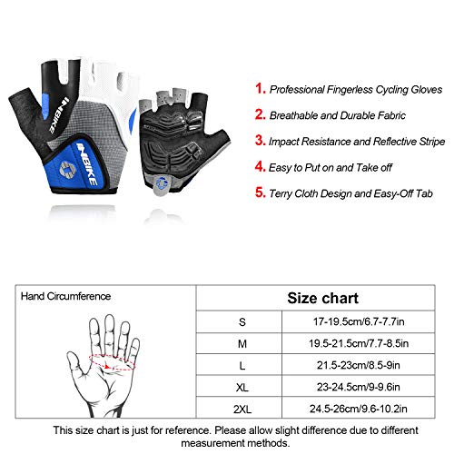 Inbike PETREL S46 5Mm Gel Pad Half Finger Bike Bicycle Cycling Gloves Blue Large thumb #7