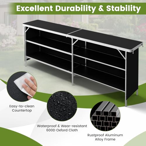 Image of COSTWAY 81 inch Folding Picnic Table, Portable Bar Table with Carry Bag