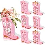 JeVenis 12 PCS Western Cowgirl Boots Flower Boxes Centerpiece Boot Shape Gift Boxes Party Decoration Vase Pink Centerpieces Boot Rodeo Birthday Baby Shower Wedding Supplies