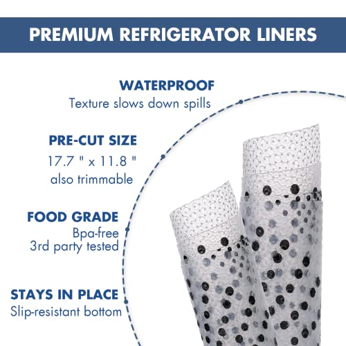 Cooyes Refrigerator Liners – Premium Refrigerator Shelf Liners – 8Pcs Fridge Liners Washable – Easy To Use And Adjustable Shelf Liners For Refrigerators – Anti-Slip Texture – Novel Design #TOP2