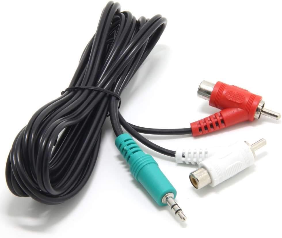 ienza 6-Ft Headphone Jack to RCA Adapter Cord, 2 RCA Piggyback to 3.5mm TRS Audio Splitter
