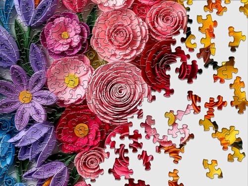 Springbok Quilled Flower Garden 500 Piece Jigsaw Puzzle for Adults by Springbok - Used condition - Image 6