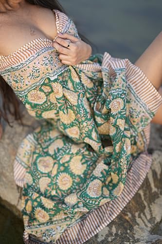 Boho Chic India Cotton Sarong – Hand Block Print, Ethical Indian Boho Wrap – Block Print Fashion Sarongs Handmade Travel Sarong | Light Cotton Pareo4