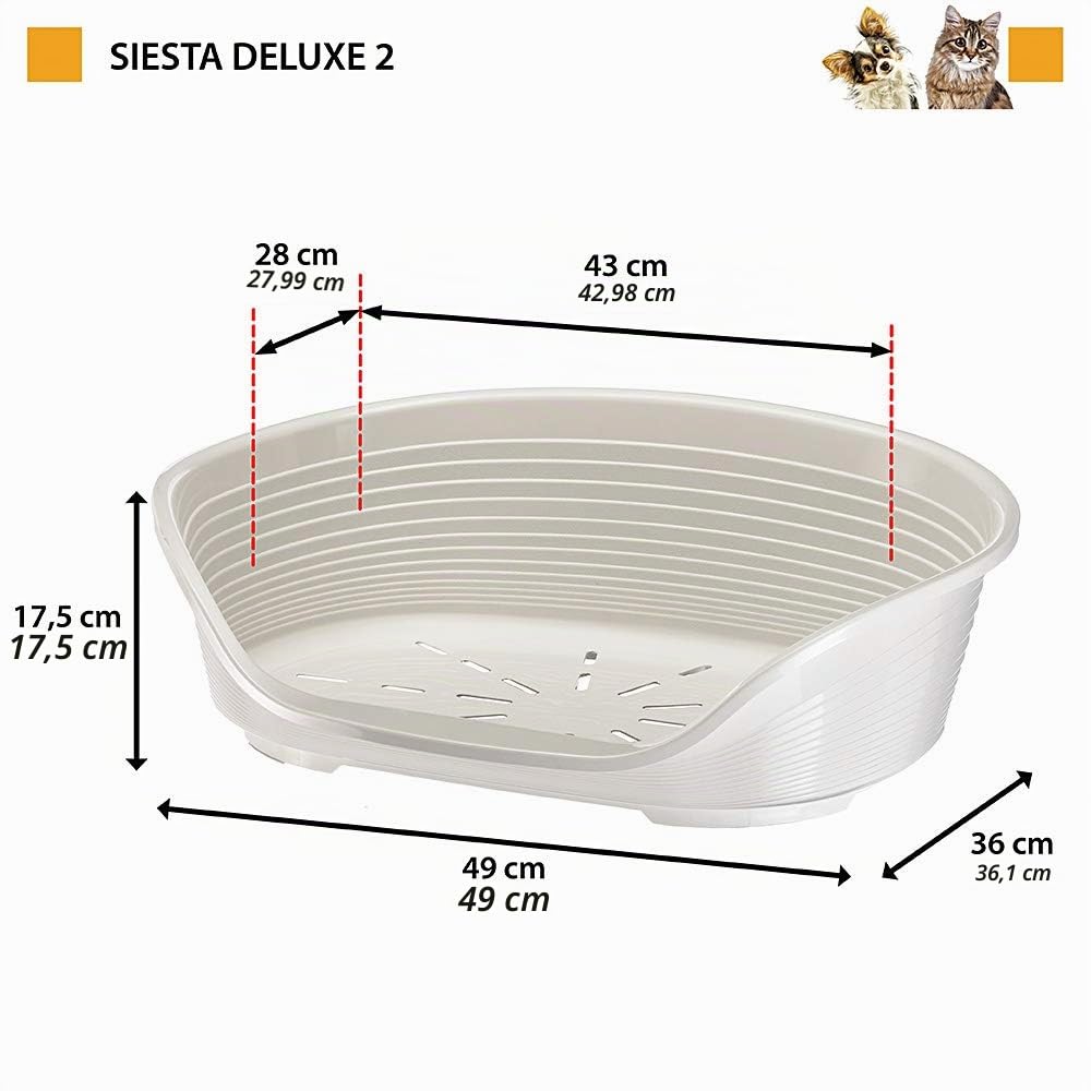 Ferplast Lit Panier Plastique Chats Très Petit Chien 49x36x18cm, Gris | Plus d’hygiène, de confort et de fraîcheur grâce au design ventilé facile à nettoyer