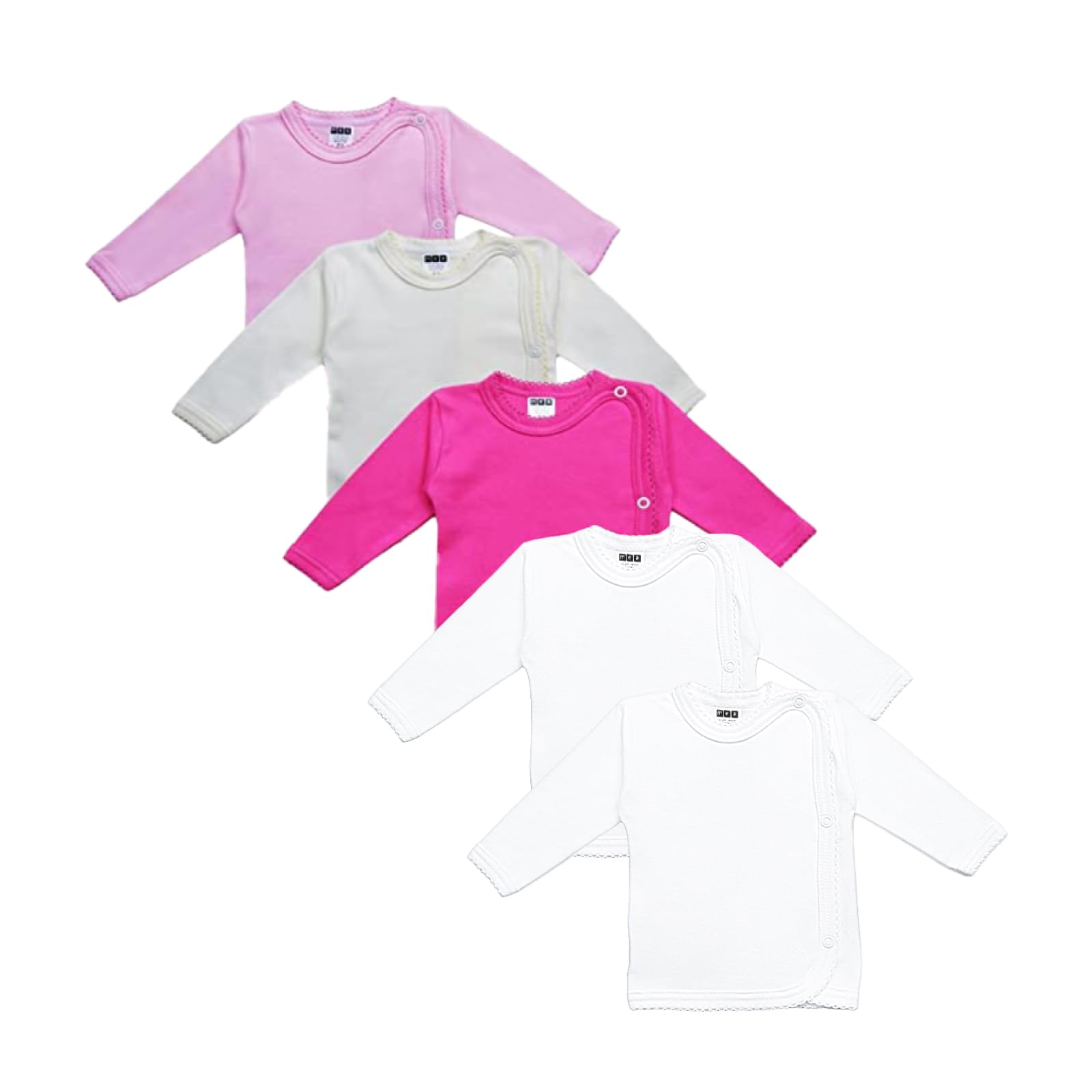 MEA BABY Chemise bébé Unisexe à Manches Longues 100% Coton, Lot de 5, pour Filles et garçons (Parent)
