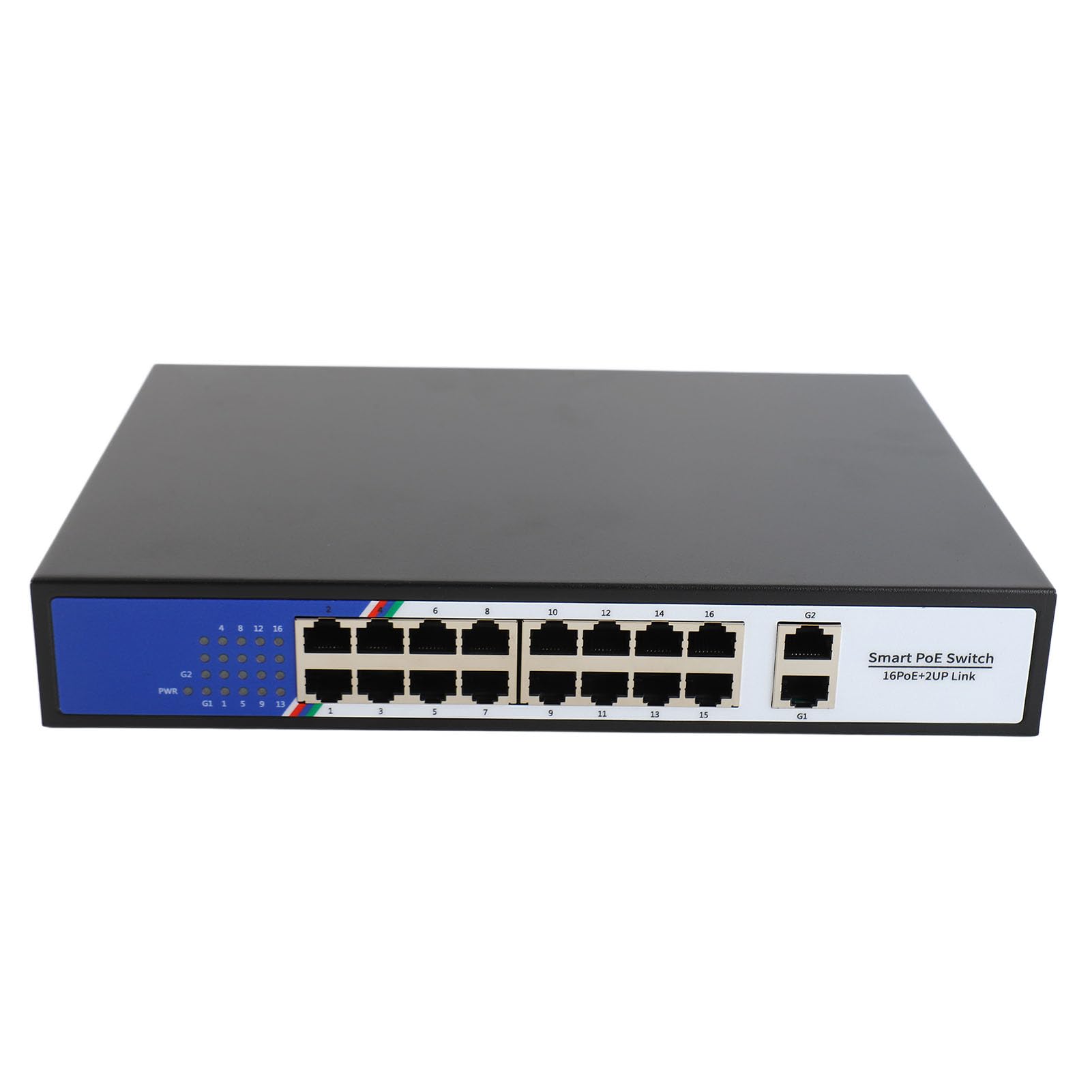 Per sistemi di rete domestici e per ufficio, hub di rete Ethernet POE Switch a 18 porte con 16 porte 10 100M e 2 porte 10 100 1000M, capacità di commutazione 7,2 Gbps, spina USA