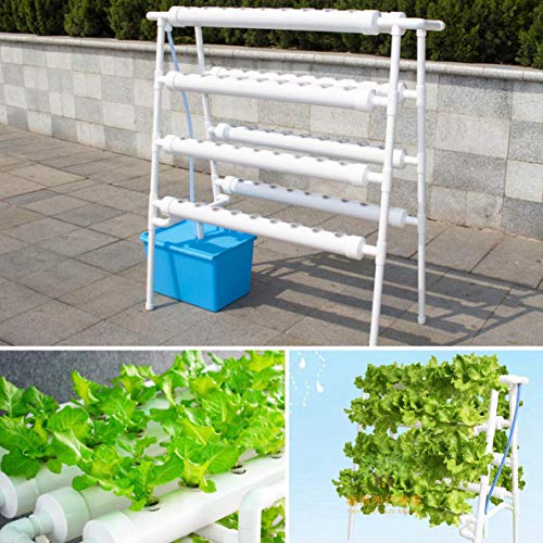 TIRUSS Kit de cultivo hidropônico 72 locais 8 tubos NFT PVC tubo hidropônico casa varanda jardim kit