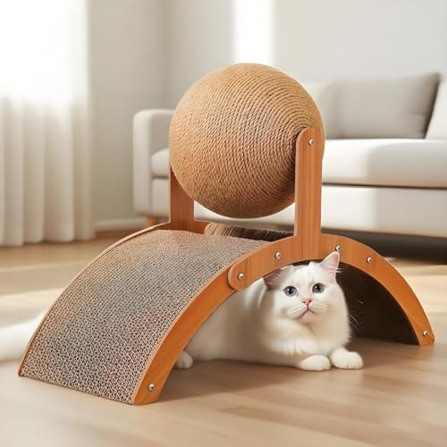 Aiwdeyi grande Tiragraffi Per Gatti - Tiragraffi Interattivo Con Ruota Panoramica E Palline Rotanti In Sisal Per Gatti,ruota per,gioco per gatto,accessori