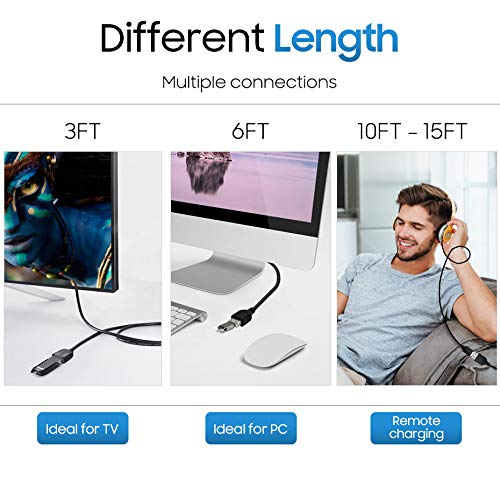 Miniatura 7 de Cmple - Cable de extensión USB a USB de alta velocidad - Cable extensor flexible - Cable adaptador macho a hembra - Cable de extensión USB 2.0 - 10