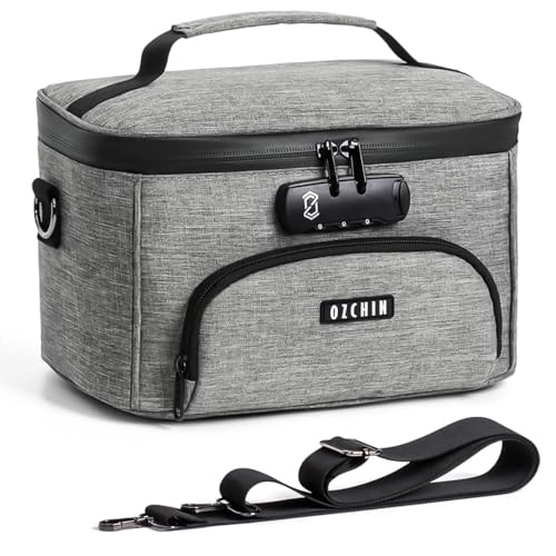 OZCHIN Smell Proof Bag with Combination Lock, Smell Proof Box Activated Carbon Fiber Smoking Accessories, Smell Proof Container, Great Gifts for Father’s Day, Premium Odor Proof Bag(Grey)