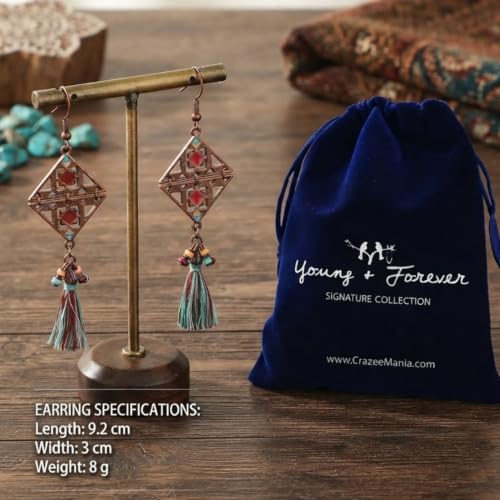 Image of Young & Forever Gift Boho Carnival Sea Island Long Tassel Earrings Handmade Beaded Bohemian Women Statement Beads Dangle Earrings Ethnic Jewelry Fringe Earrings