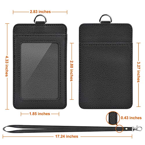 Pu Leather Id Badge Holder, Life-Mate Id Badge Holder With 1 Clear Id Window 1 Credit Card Slot And Pu Leather Lanyard For Badge Credit Cards College Id Cards In Black #TOP4
