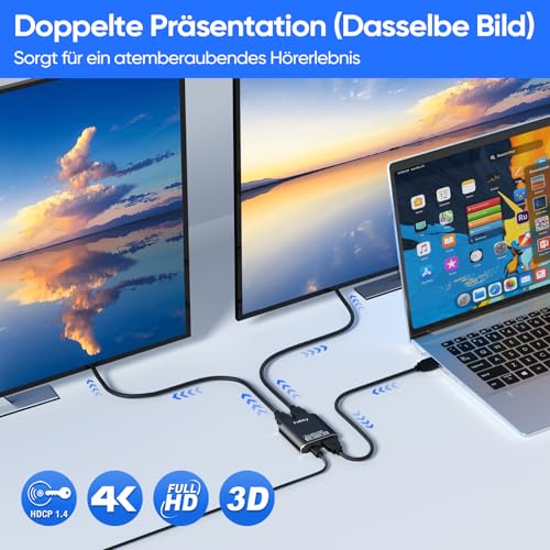 HDMI Splitter 1 in 2 aus Fokky – 4K HDMI Verteiler für zwei Bildschirme