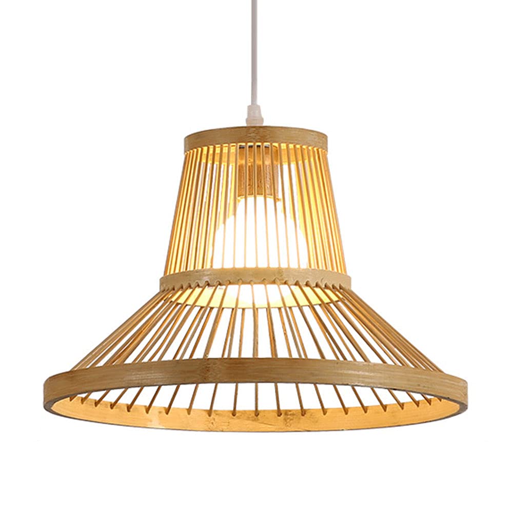 Lustre en bois de ferme et rotin beige pour salon chaleureux