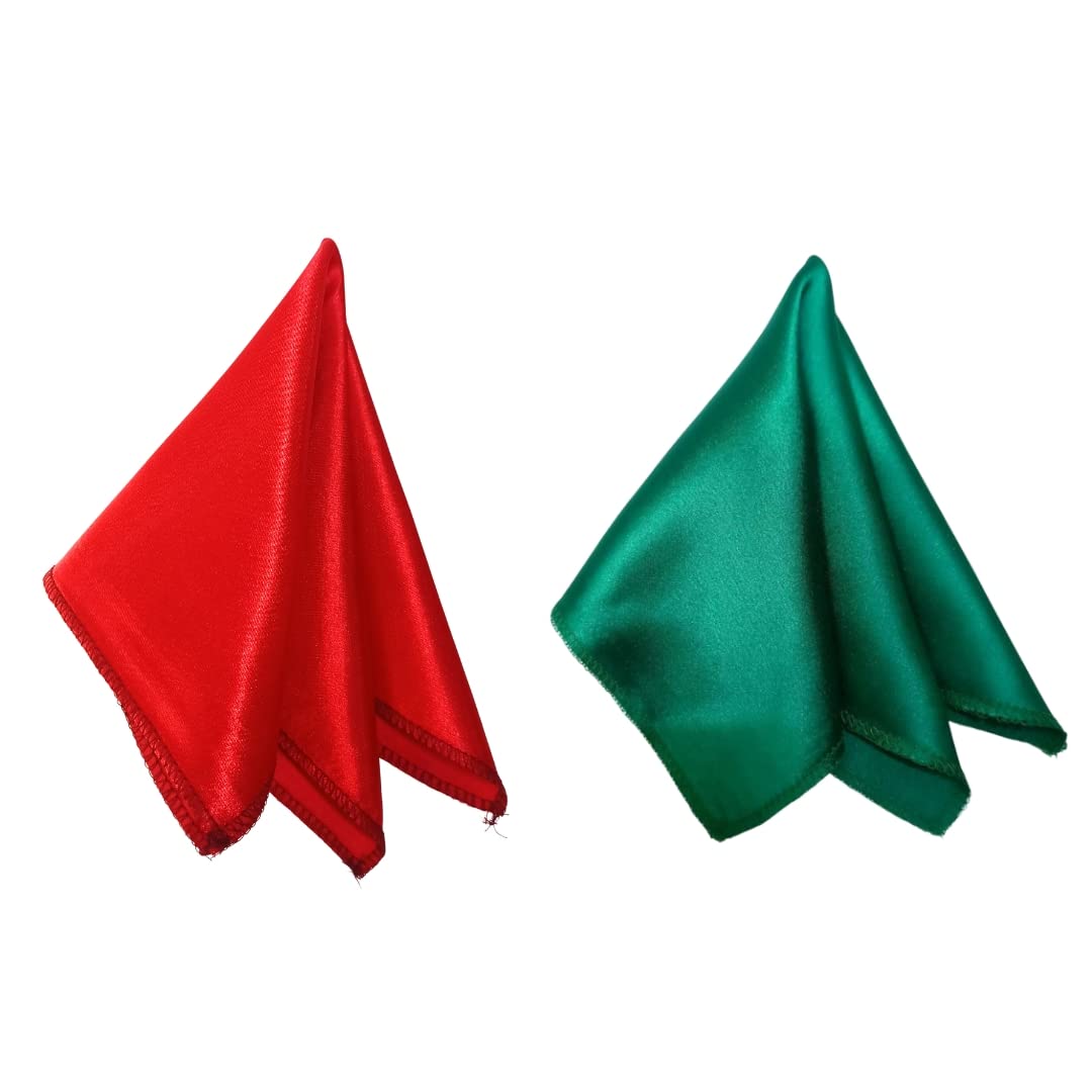 Young Arrow Satin Pocket Square for Men, Wedding Handkerchief for Suits, Blazers & Tuxedo, Men's Pocket Square Combo (Pack of 2) (Red & Green)-picture-10
