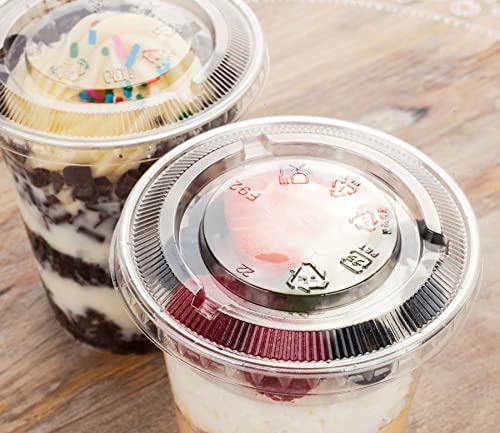 Image of Golden Apple, Cup series 12oz-50sets, clear cup + Flat lids No hole, BPA Free(50Cups+50Lids)