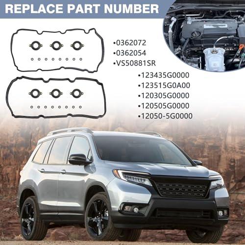 Image of Valve Cover Gasket with Spark Plug Tube Seals Compatible with Honda Acura Vehicle Accord Crosstour Odyssey Passport Pilot Ridgeline MDX RDX RLX TLX 2013-2021, Replace#0362072
