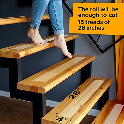 Image of Grip Tape - Heavy Duty Anti Slip Tape Clear Outdoor /Indoor 4In*35Ft, Non Slip Roll /Stickers Easy to Cut Waterproof for Bathtub, Shower Floor, Pool, Stairs Safety Non Skid, Comfortable for Bare Foot