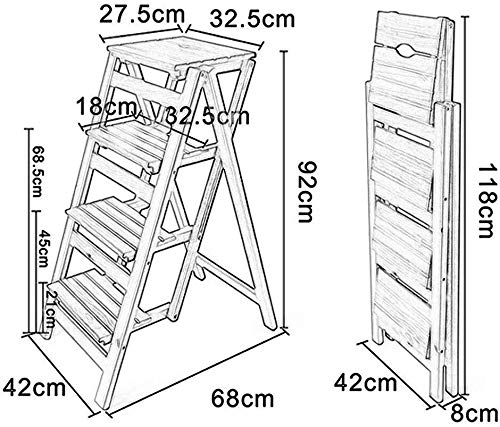 Taburete escalera de madera para biblioteca解决高处收纳与换鞋难题 4