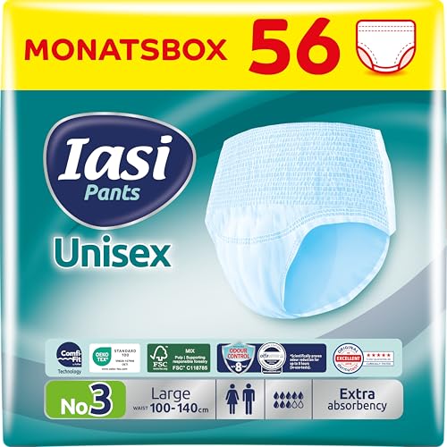 IASI Unisex-Pants mit hohem Schutz, 56 Einweghosen Größe L, Saugfähigkeit EXTRA, 56 Stück
