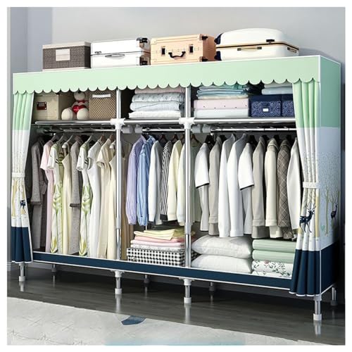 sdSDGrw Armario portátil, Perchero de Acero 23 mm con Estructura metálica, Varillas y estantes for Dormitorio, Color Verde, 205 x 46 176 cm