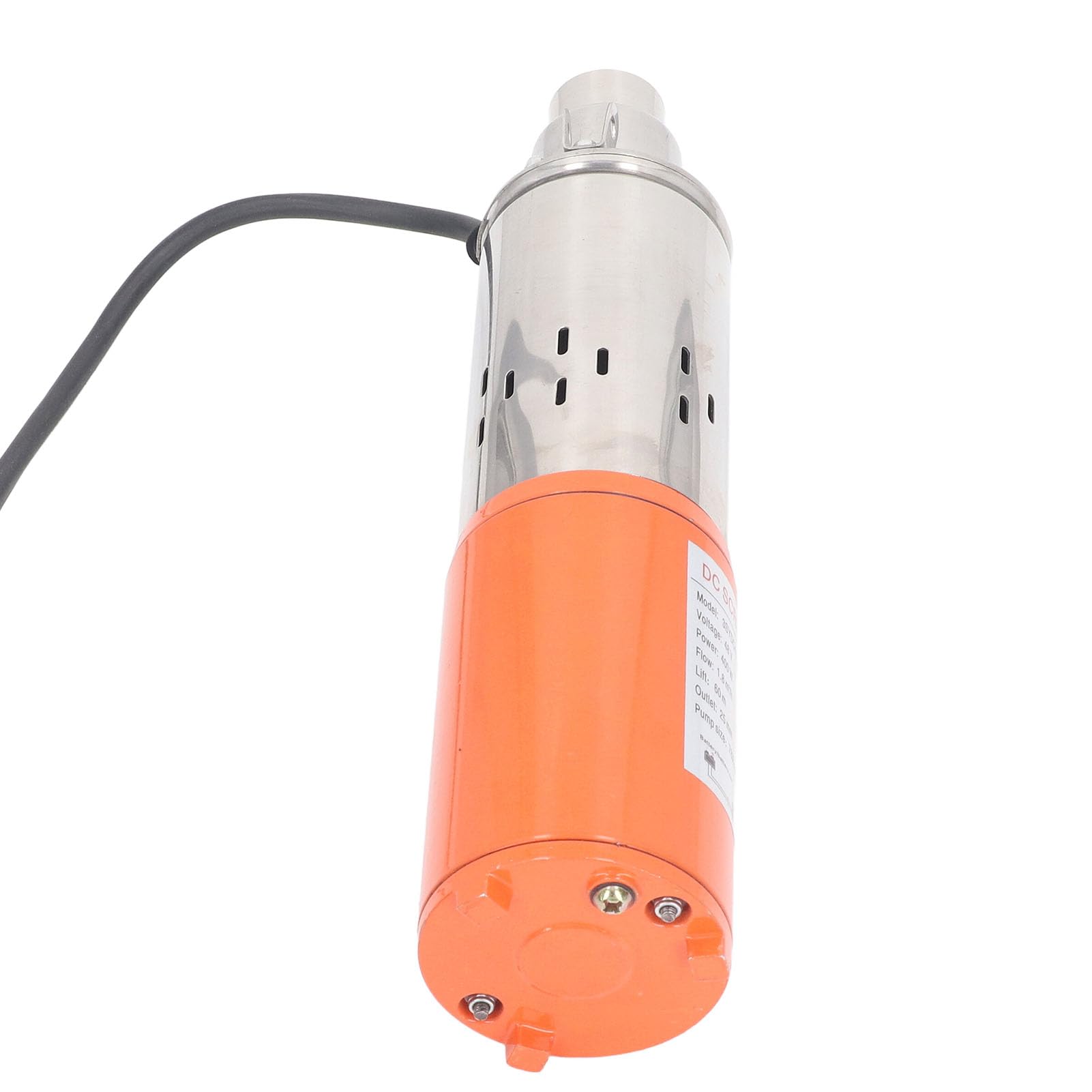 Bomba de Pozo Sumergible Solar de Acero Inoxidable, Bomba de Tornillo de 400W, 48V CC, Elevación de 60m, 1,8m³/h para Riego