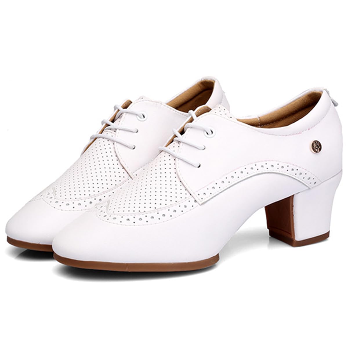 Mujer Zapatos de Baile Latino Transpirables con Cordones Cerrada Zapatos de Baile de salón Tango Salsa Tacón 3.5 cm