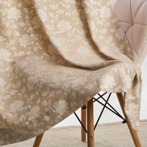 Image of haus & kinder Printed Jacquard Window Curtain 5 Feet Long Pack of 1 Window Curtain, 5 Feet Curtain for Window (Chateau Rose, Ivory Nature Design 130x152 CM)
