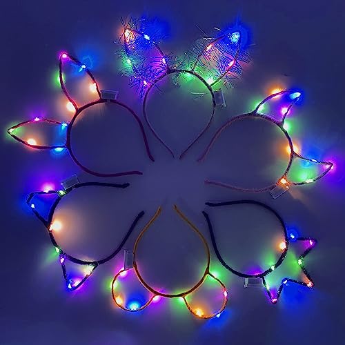 6 diademas intermitentes, diadema LED para fiestas, diadema luminosa, diadema luminosa para niñas, bandas luminosas para Navidad, Halloween, carnaval, fiestas, bodas, decoración