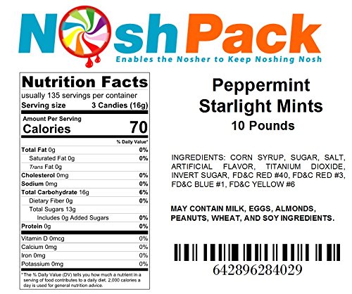 Nosh Pack Peppermint Starlight Mints Individually Wrapped Candy Bulk 10 Pounds – Approx. 800 Mints #TOP1