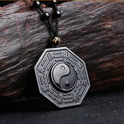 Natural Obsidian Necklace Lucky Amulet Protection Pendant with Adjustable Bead Chain Black Crystal Talisman Spiritual Jewelry Gift for Men Women2
