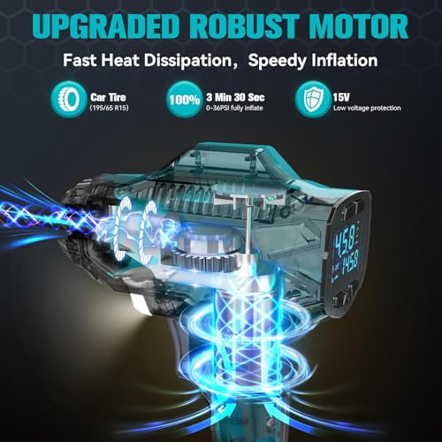 Image of DIYtoolifz 160PSI Cordless Tire Inflator Compatible with Makita 18V Battery | Portable Air Compressor Air Pump with Digital Pressure Gauge, Fast Inflation for Cars, Motorcycles, Bikes (Tool Onlyl)
