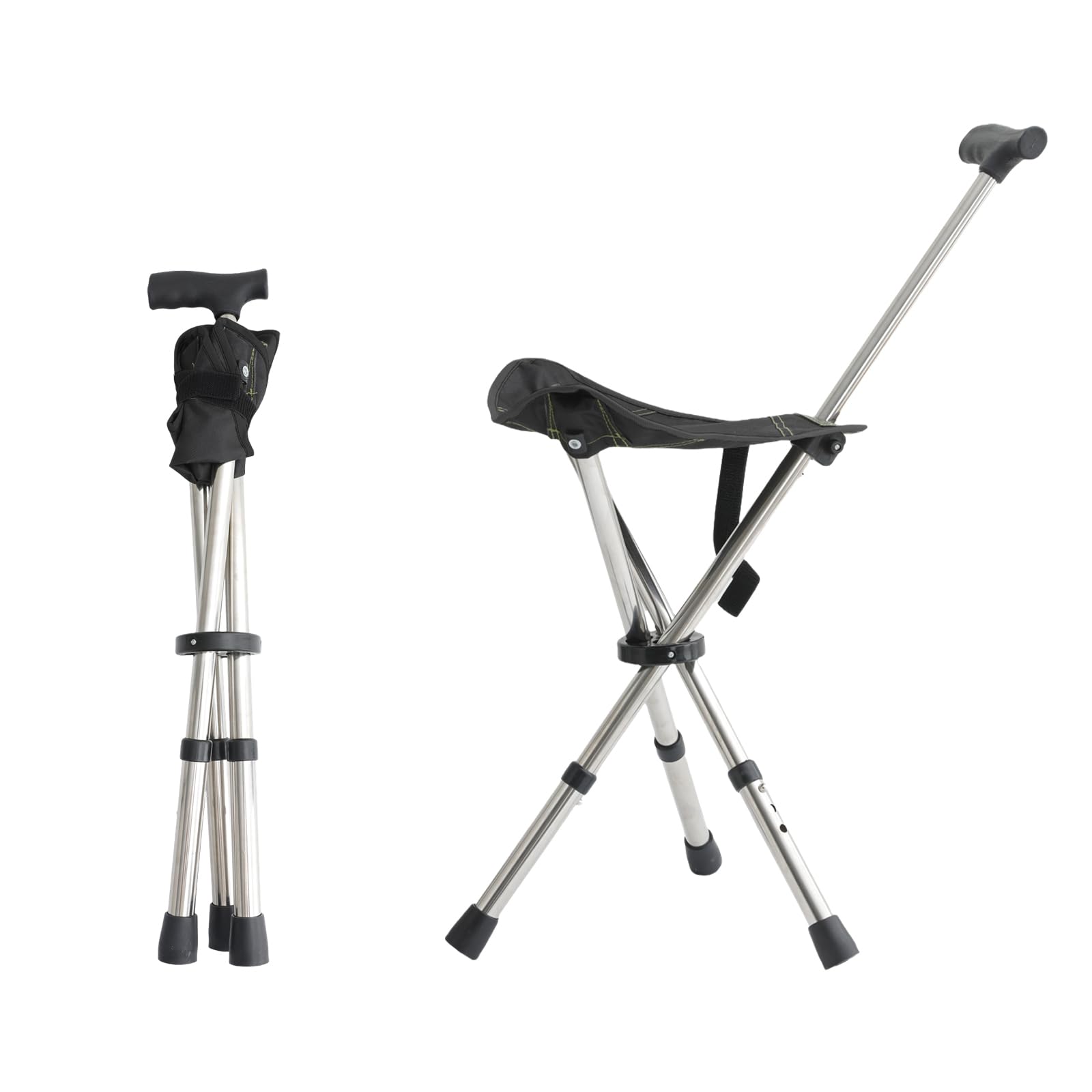 King Mills Sgabelli portatili leggeri per adulti, sedia da passeggio regolabile per adulti, sedile in canna antiscivolo, sedile pieghevole fino a 113,4 kg sopra, ideale per campeggio ed escursionismo