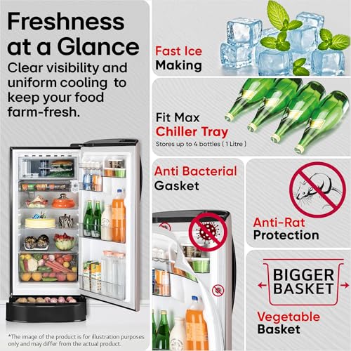 Image of LG 201 L, 5 Star, Smart Inverter, Direct Cool Single Door Refrigerator (GLD2156ZHCP, Clay Pink, Base stand with Drawer)