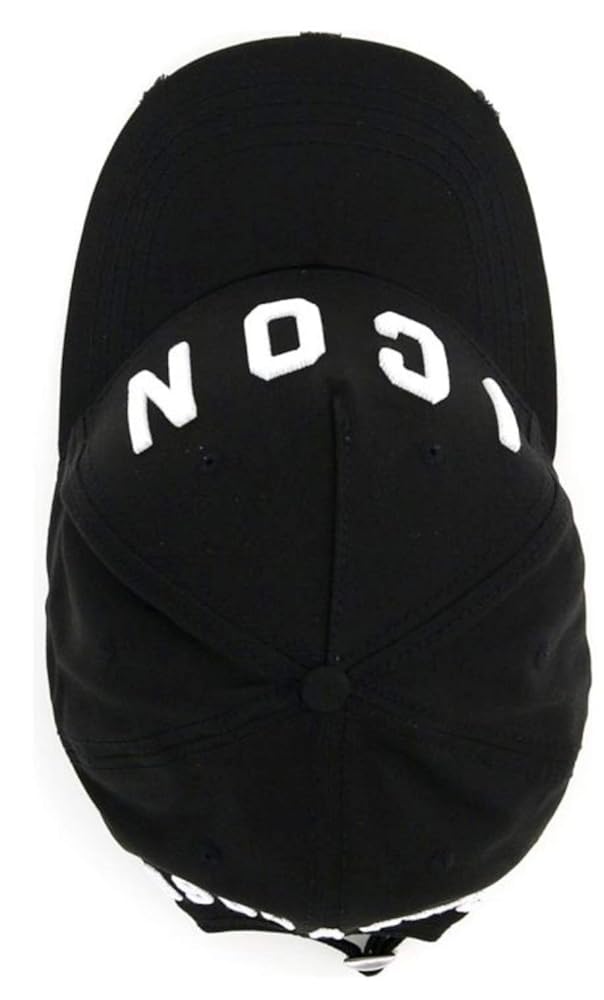 DSQUARED2 Icon Distressed Black Cap One Size Black : Amazon
