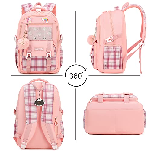 AO ALI VICTORY Girls Backpack 15.6 Inch Laptop School Bag Cute Kids Elementary College Backpacks Large Bookbags for Teen Girl Women Students Anti Theft Travel Daypack- Pink3