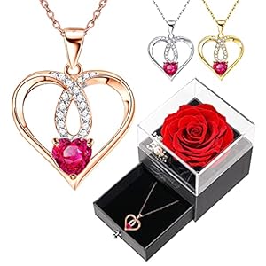 Preserved Real Rose with Eternal Love Necklace,21.65″ Lengthen Chain,Anniversary Birthday Valentines Gift for Wife Her Girlfriend Mom Women Grandma Daughter Sister on Mothers Day Wedding Day
