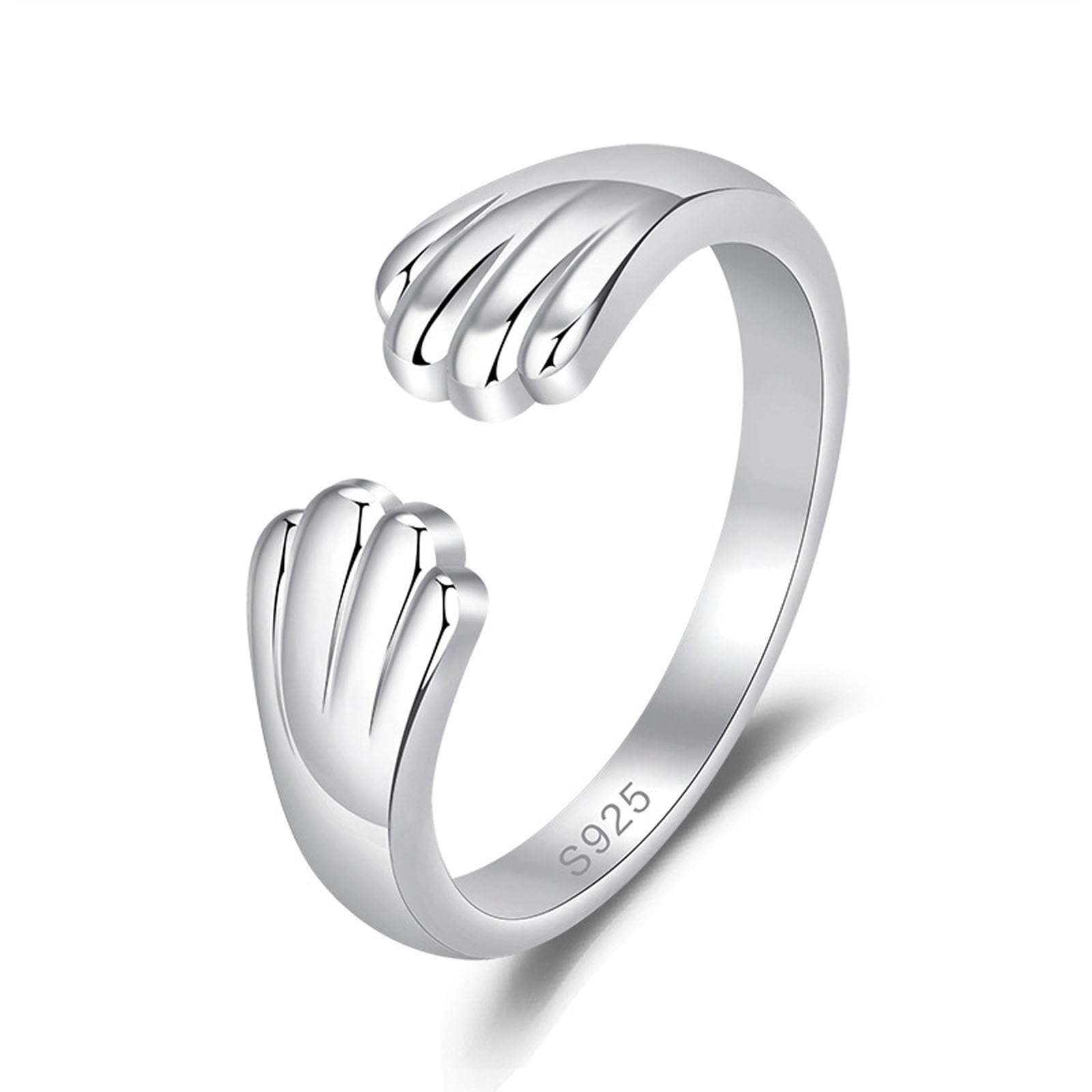 Cat Paw Ring for Women, Cat Paw Print Hug Ring Cats Claw Embrace Imprint Rings Open Adjustable Pet Memorial Rings for Pet Lovers?Silver?
