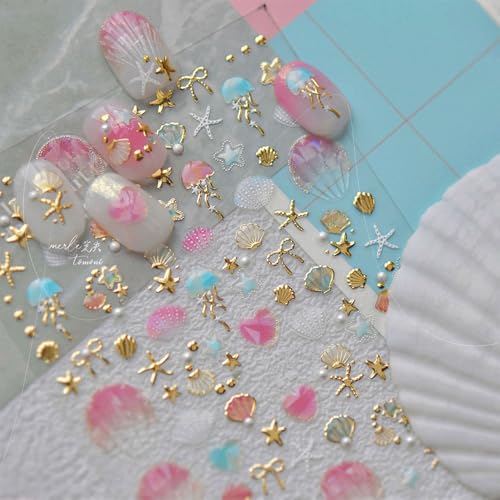 Ocean Nail Stickers 5D Embossed Nail Stickers for Nail Art