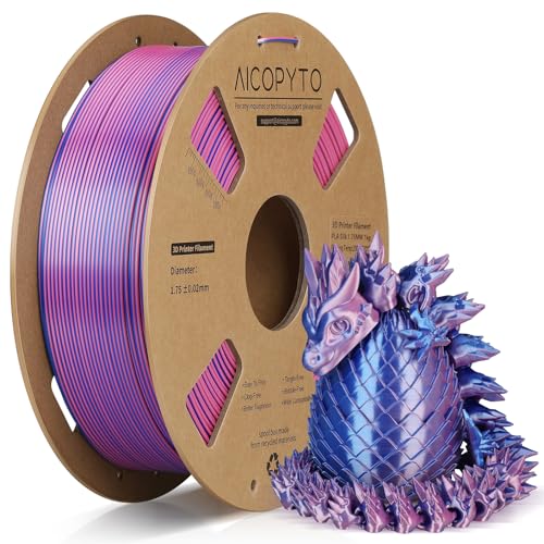 Image of 3D Printer Silk PLA Filament 1.75mm, Shiny Dual Color Blue Pink, Dimensional Accuracy + /- 0.02 mm, 1KG (2.1lbs) /Spool Easy to Print for Most FDM 3D Printers