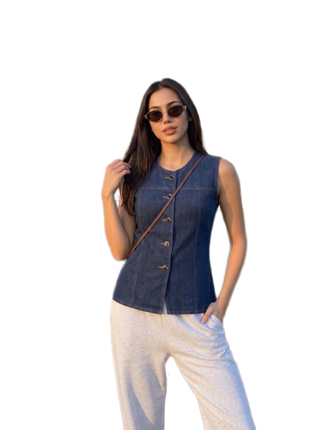 Denim Vest for Women Sleeveless Slim Fit Waistcoat Top – Trendy Casual Outerwear-image-27