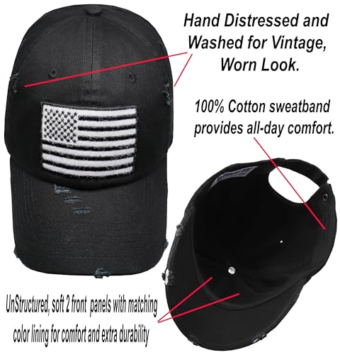 Image of Antourage American Flag Unisex Baseball Hat for Men and Women | USA Flag Mesh Snapback Flat Visor Cap + 2 Patriotic Patches