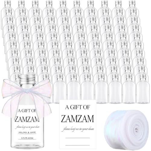 Ferrochef 100 Sets Zamzam WaterBottle Islamic Favor, 120 ml, Modern, Silver