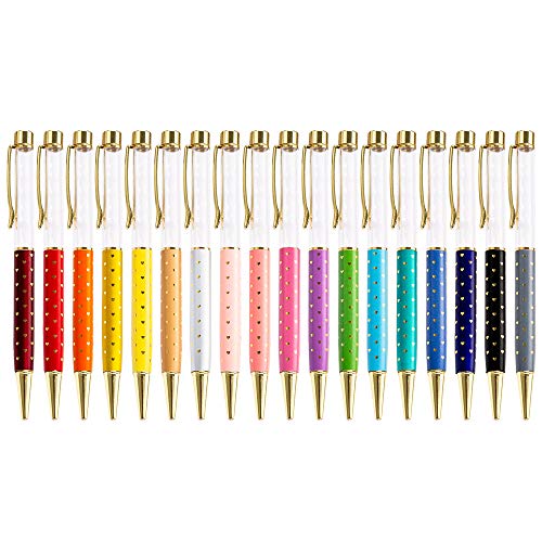 18 PACK Colorful Empty Tube Floating DIY Pens,Cute Heart Metal Ballpoint Pen,Building your