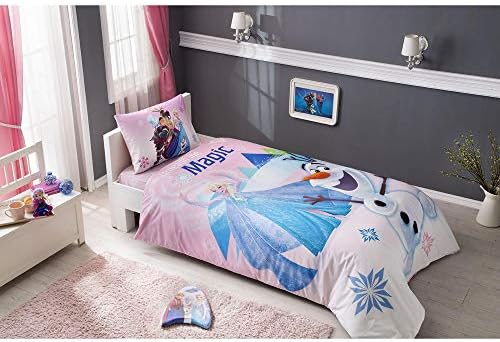 Twin Size/Single Duvet Cover Set 3 pcs 100% Cotton Beding Linens for Kids Children (Frozen Pink Olaf)
